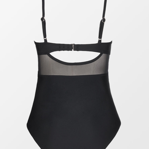 Cupshe Solid Mesh Wrap Front Cutout One Piece Swimsuit - Picture 6 of 6